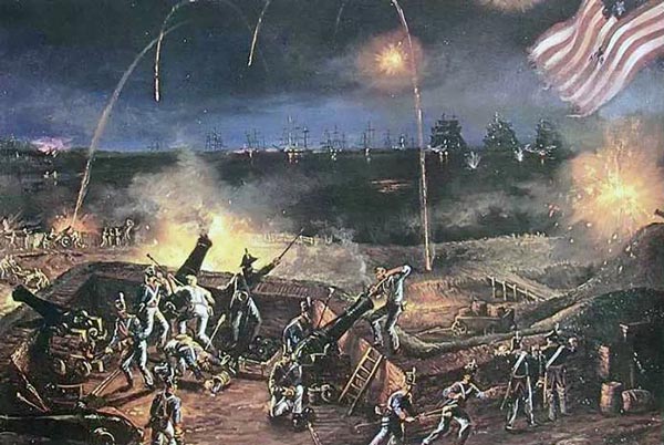 イギリス海軍の艦砲射撃に耐え抜いたマクヘンリー砦と星条旗