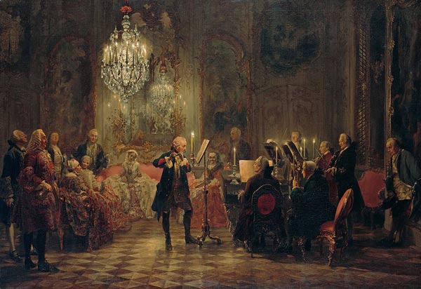 サンスーシ宮殿でフルートを演奏するフリードリヒ2世