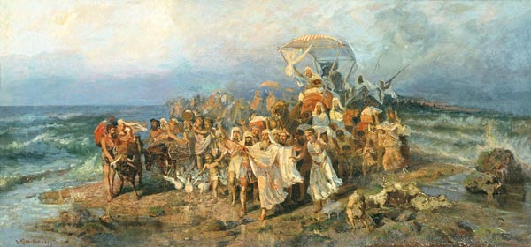 紅海を歩いて渡るモーゼとヘブライ人たち